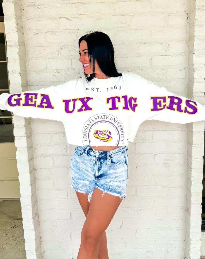 Queen Of Vintage Geaux Tigers LSU Stamp Sweater