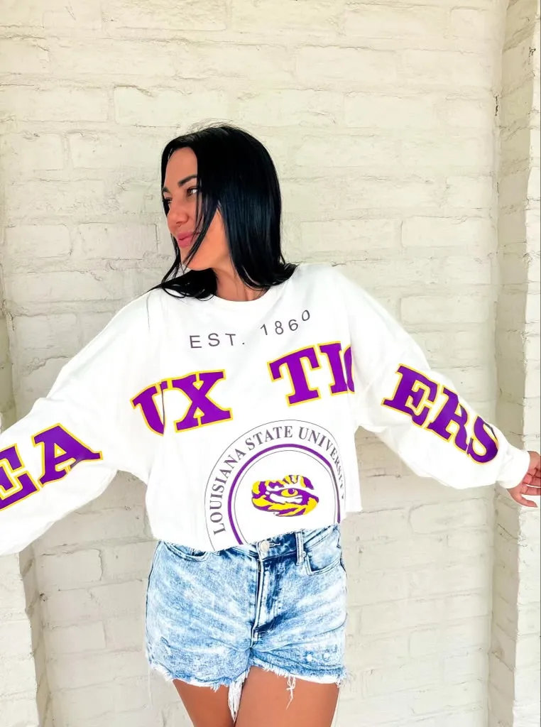 Queen Of Vintage Geaux Tigers LSU Stamp Sweater