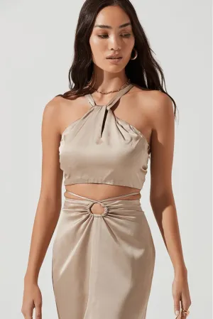 Robin Halter Crop Top Khaki