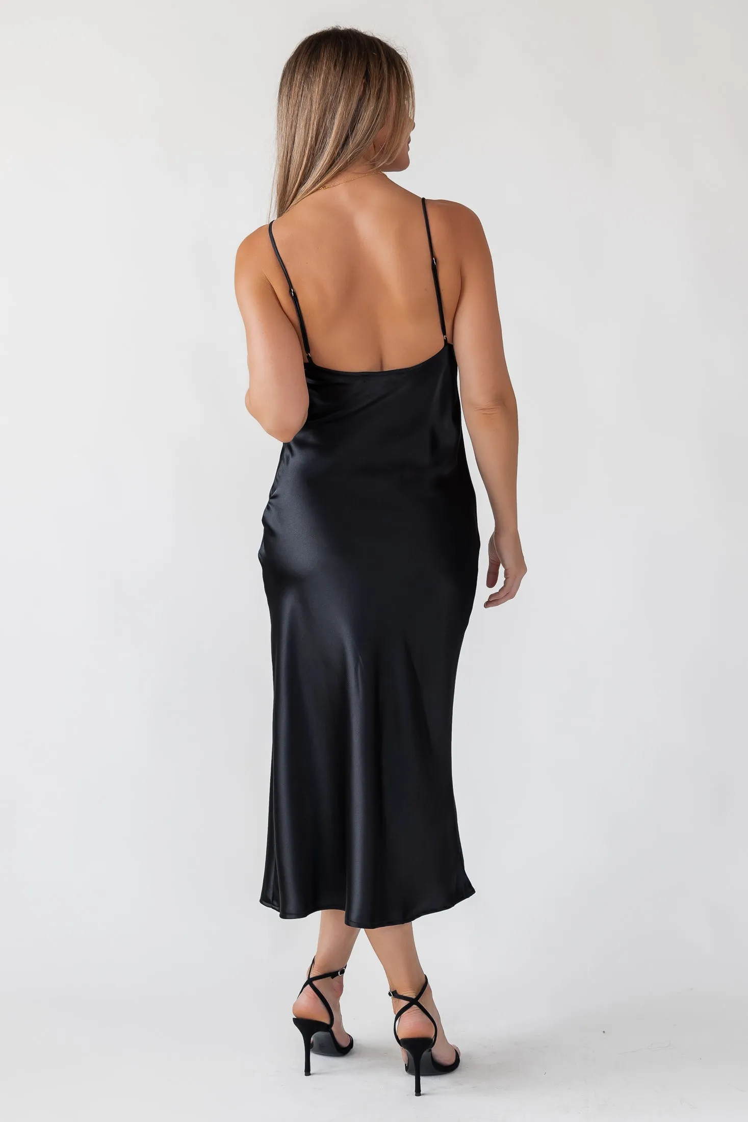 Romie Black Bow Cutout Midi Dress - Final Sale