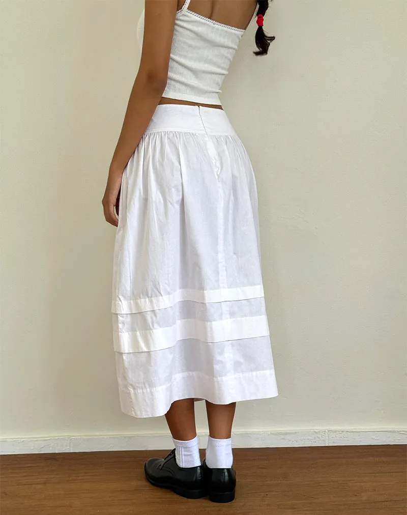 Sarayu Midi Skirt in Poplin White