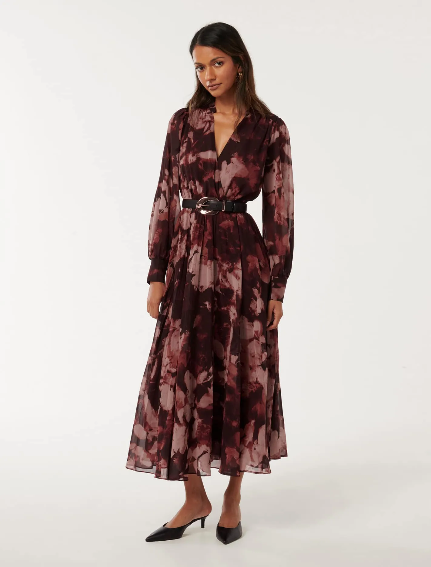 Saskia Petite Pleat Wrap Midi Dress