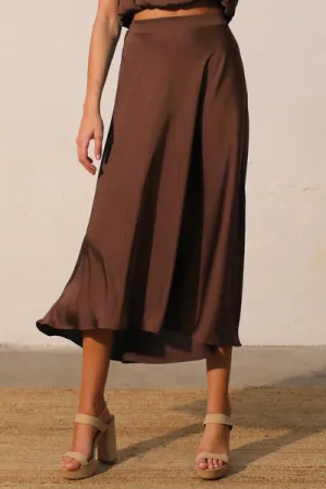 Satin Midi Swing Skirt