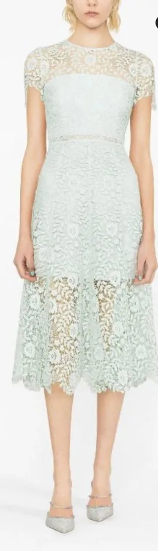 Self-Portrait Mint Lace Midi Dress