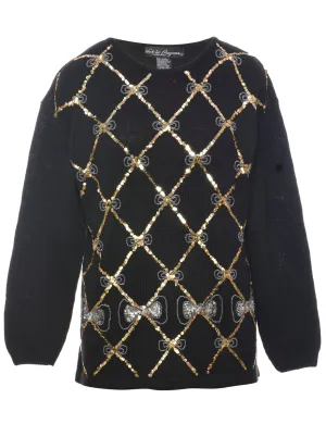 Sequined Black Jumper - S