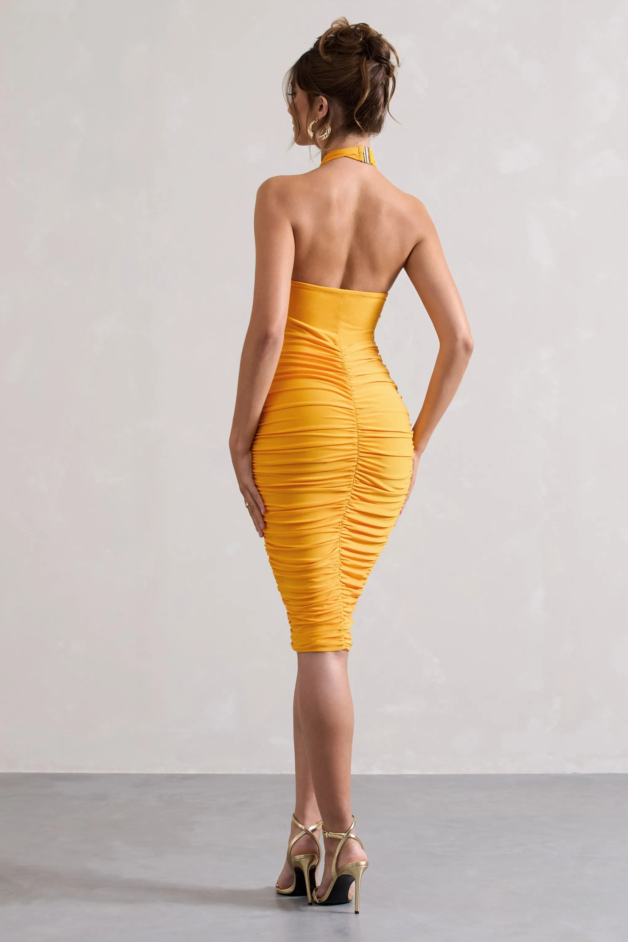 Serendipity | Mango Halter Neck Knot Midi Dress