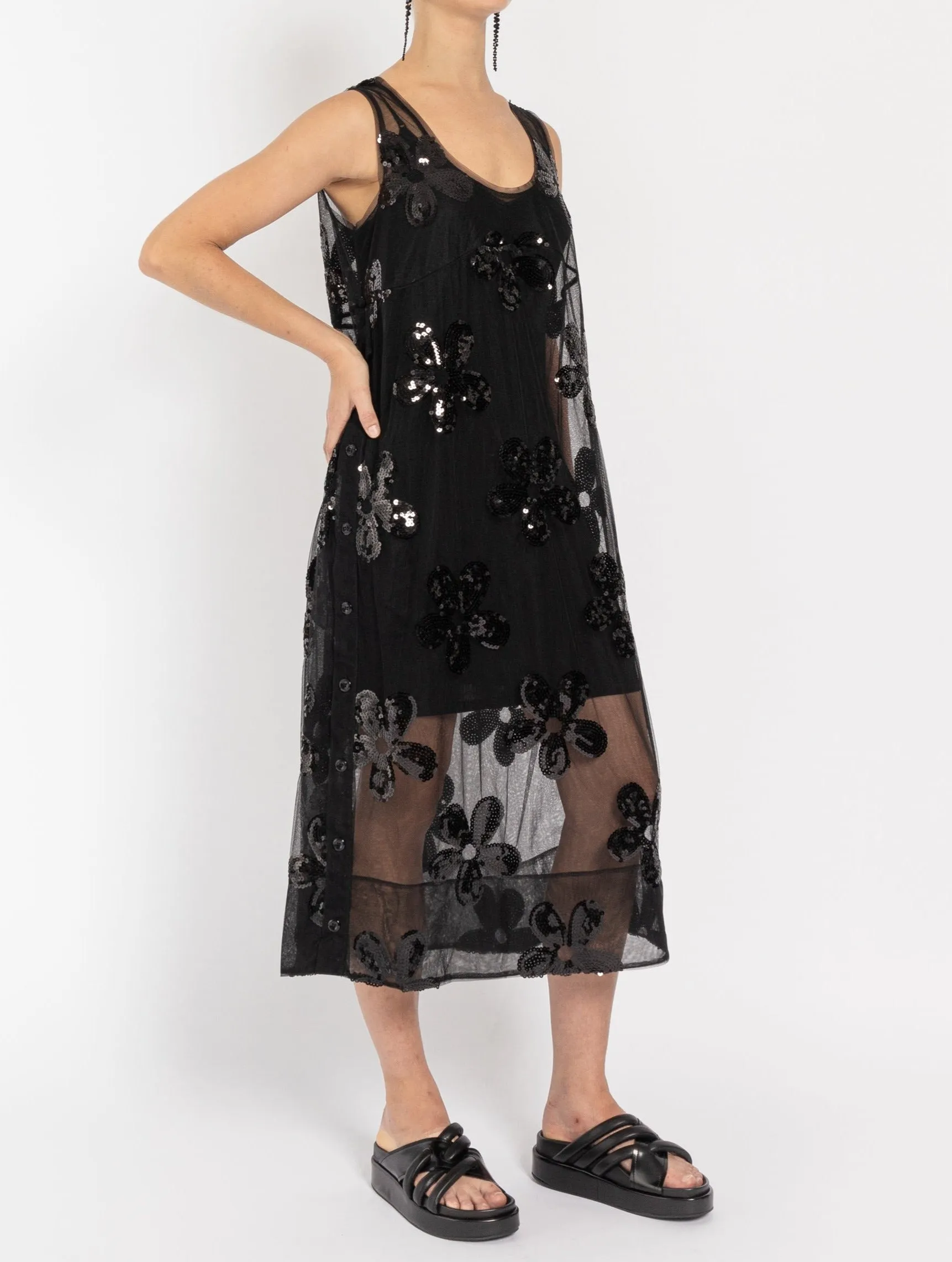 Sheer Embellished Slip Dress