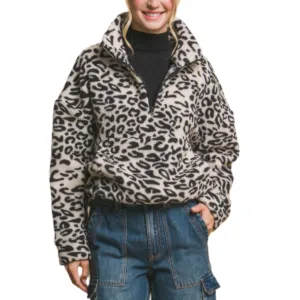 Sherpa Fleece Leopard Jacket.