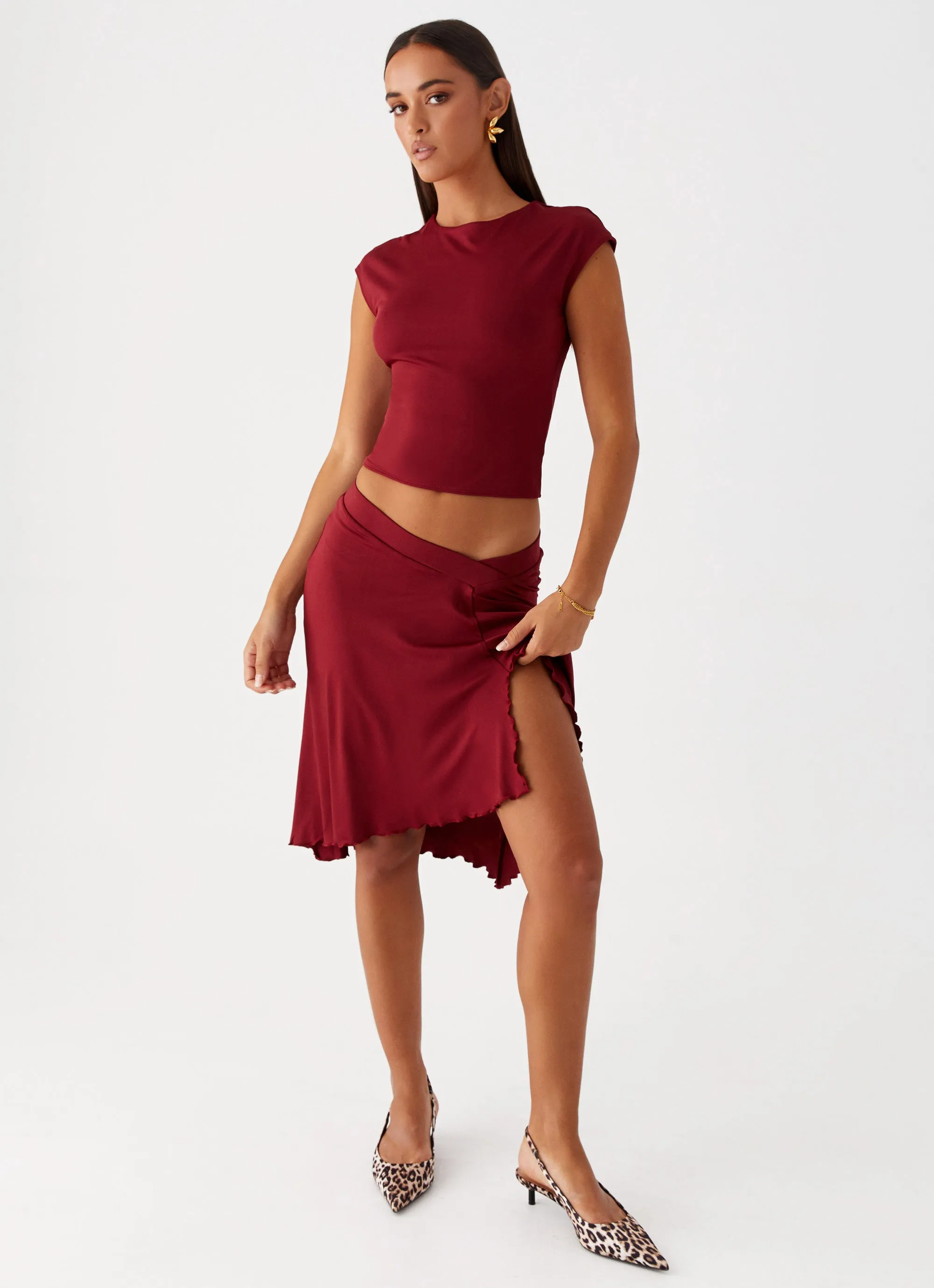 She's A Lady Midi Skirt - Red