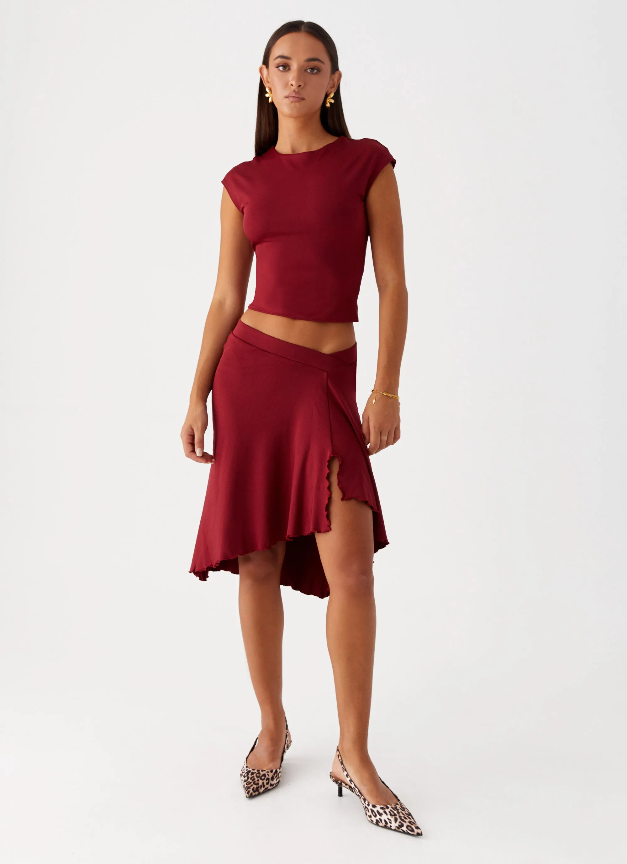 She's A Lady Midi Skirt - Red