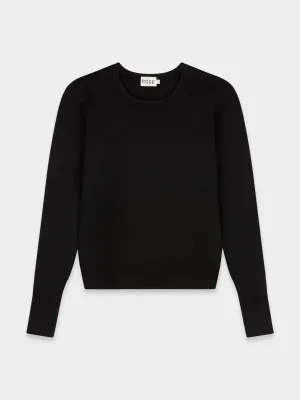 SILK KNIT SWEATER-BLACK