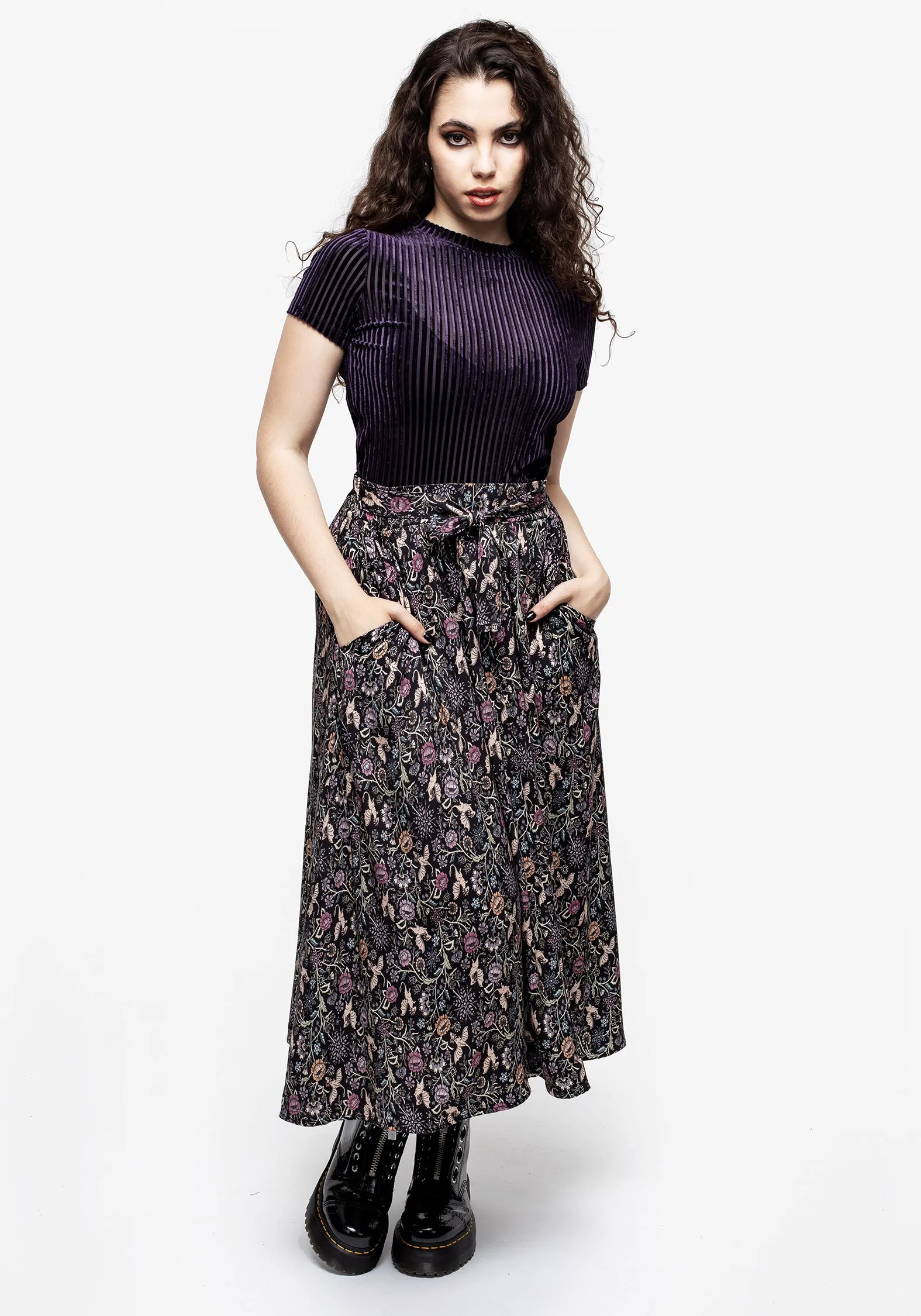 Snapdragon Tie Detail Midi Skirt