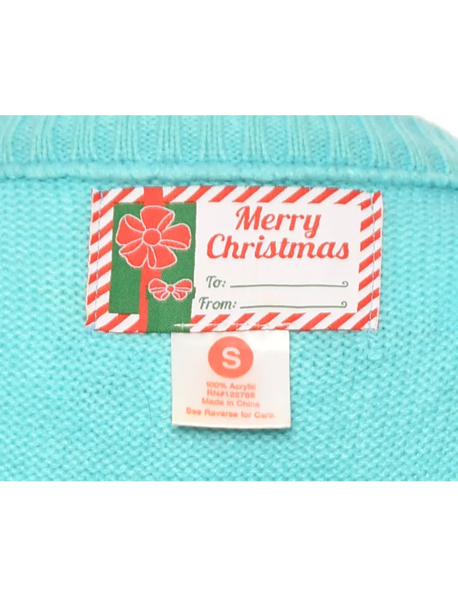 Snowman Light Blue Christmas Jumper - S