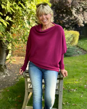 Soft Knit Asymmetric Jumper - Wine