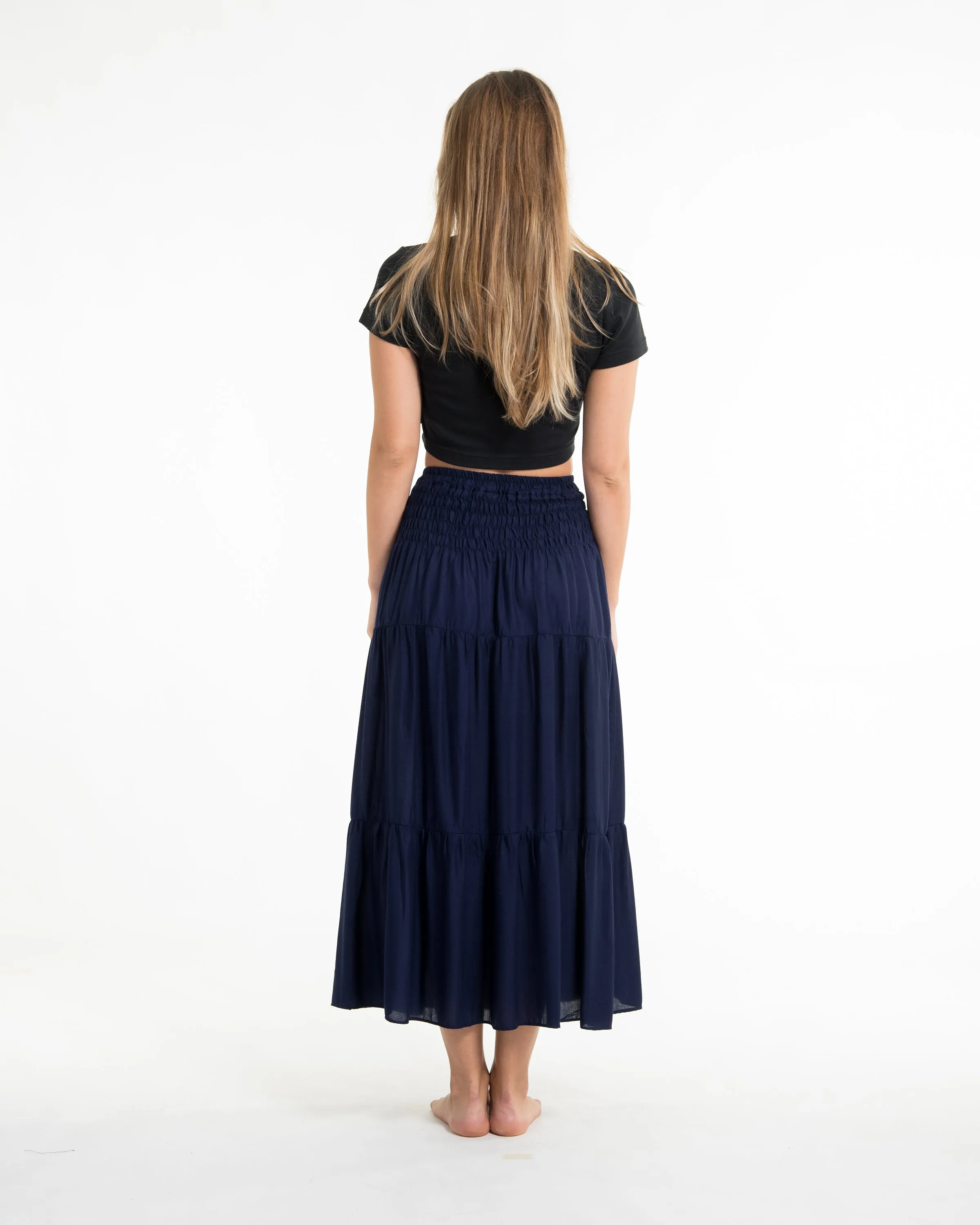 Solid Color Midi Skirt in Blue