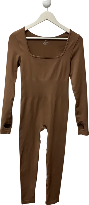 Square Neck Brown Jumpsuit UK M