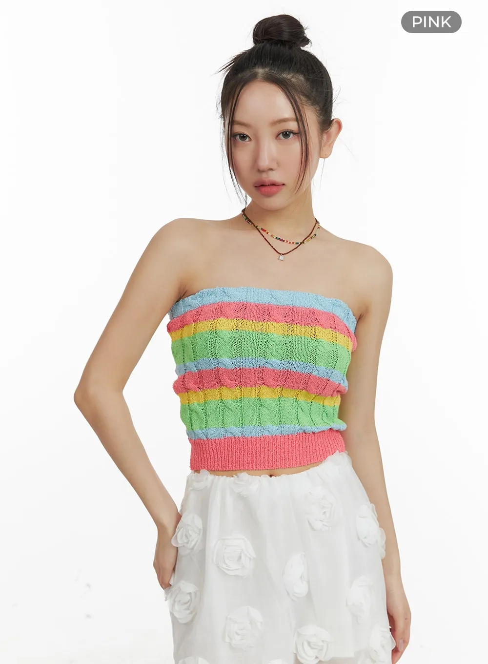 Stripe Knit Tube Top OM428