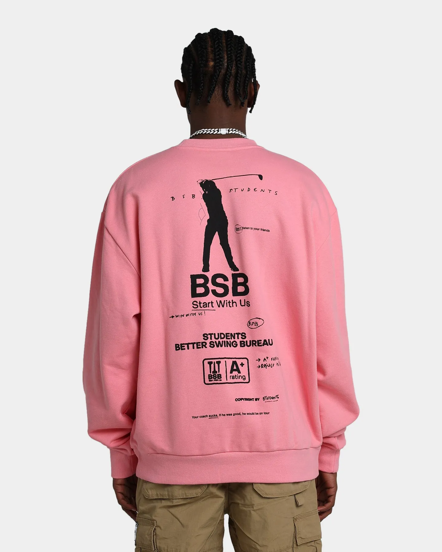 Students Golf Better Swing Bureau Crewneck Salmon