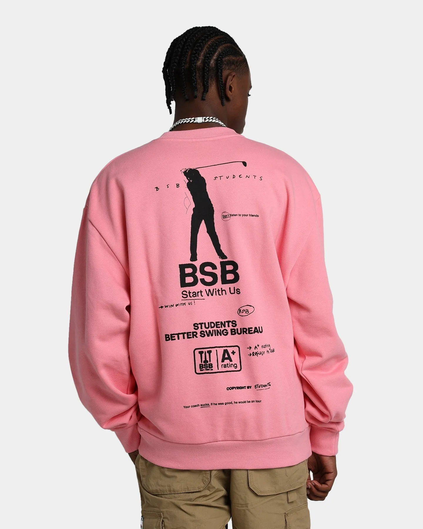 Students Golf Better Swing Bureau Crewneck Salmon