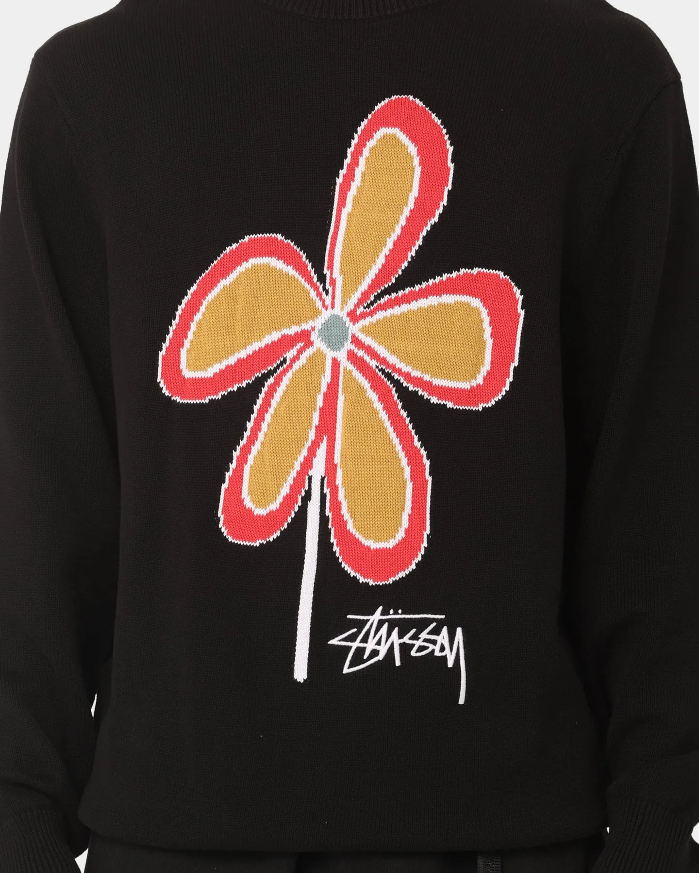 Stussy Jacquard Flower Knit Crewneck Black