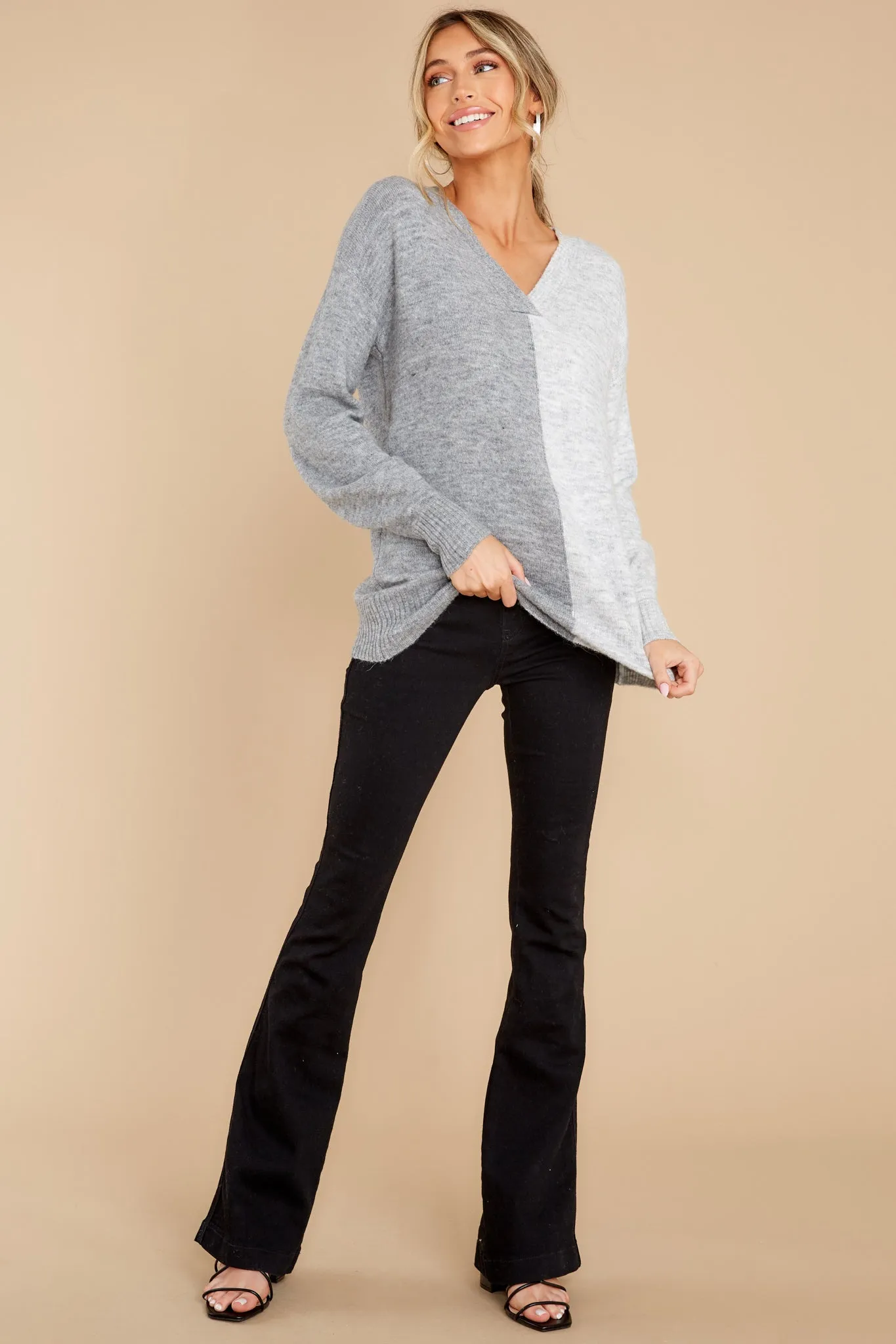 Switch It Up Charcoal And Heather Grey Sweater