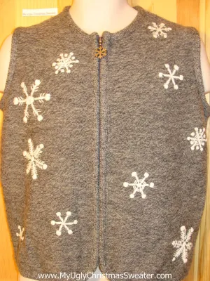 Tacky Ugly Christmas Sweater Vest with Snowflakes 2sided (f378)