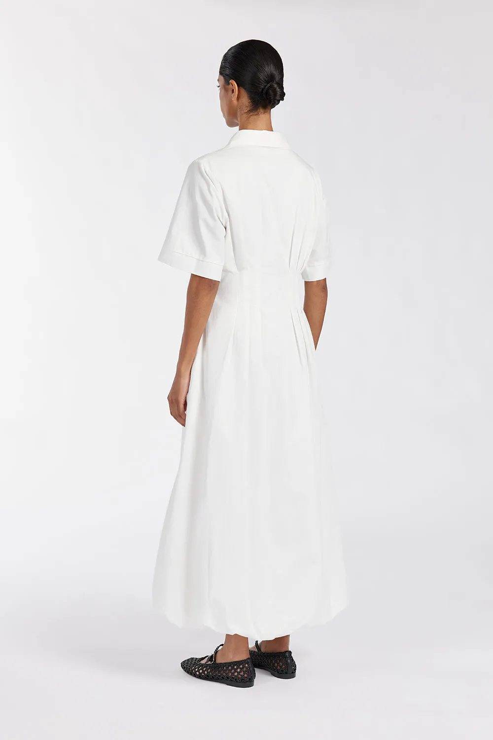 TALLULAH WHITE COTTON MIDI DRESS