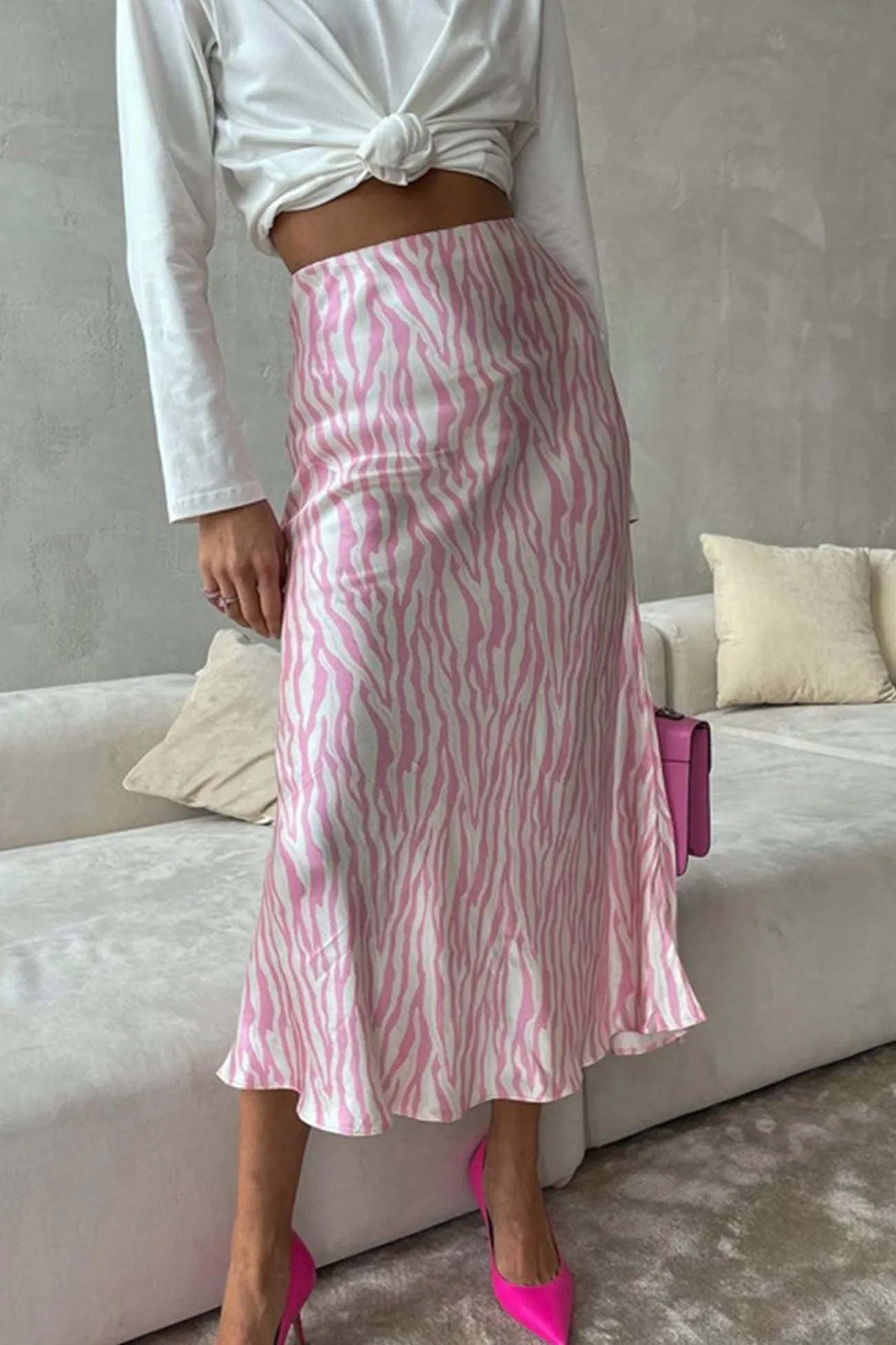 TastyHottie - Zebra Print Fishtail Midi Skirt