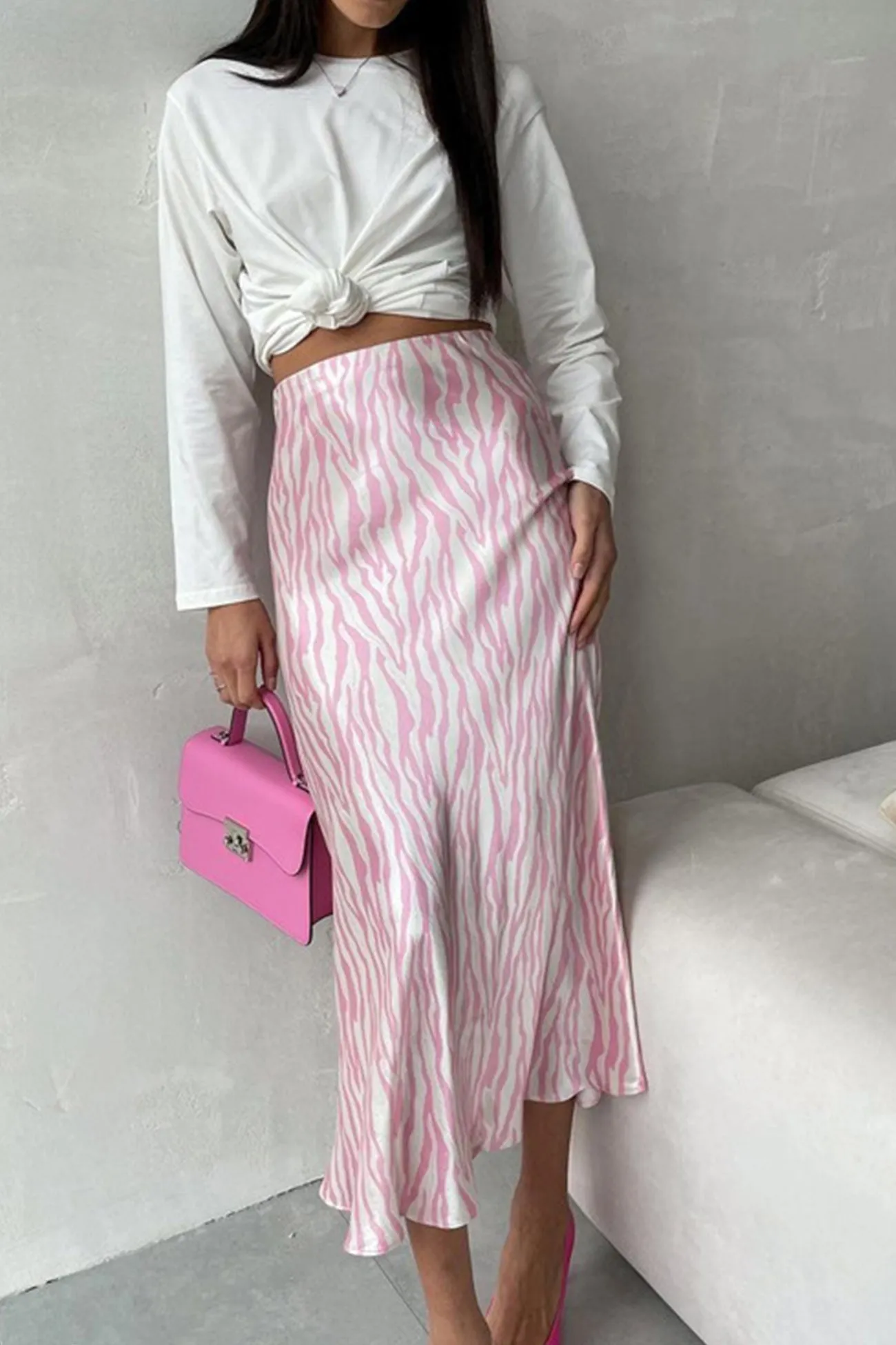 TastyHottie - Zebra Print Fishtail Midi Skirt