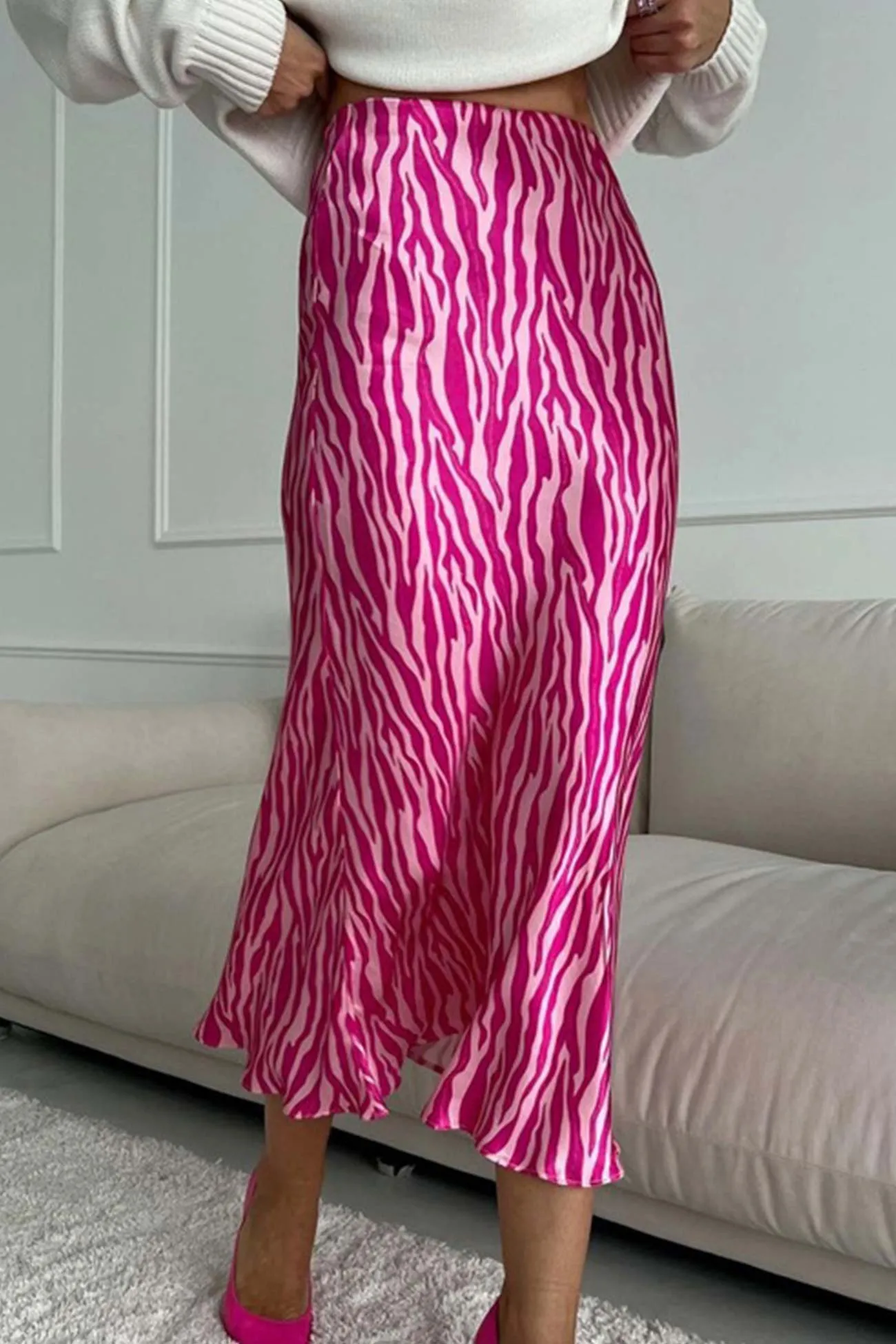 TastyHottie - Zebra Print Fishtail Midi Skirt