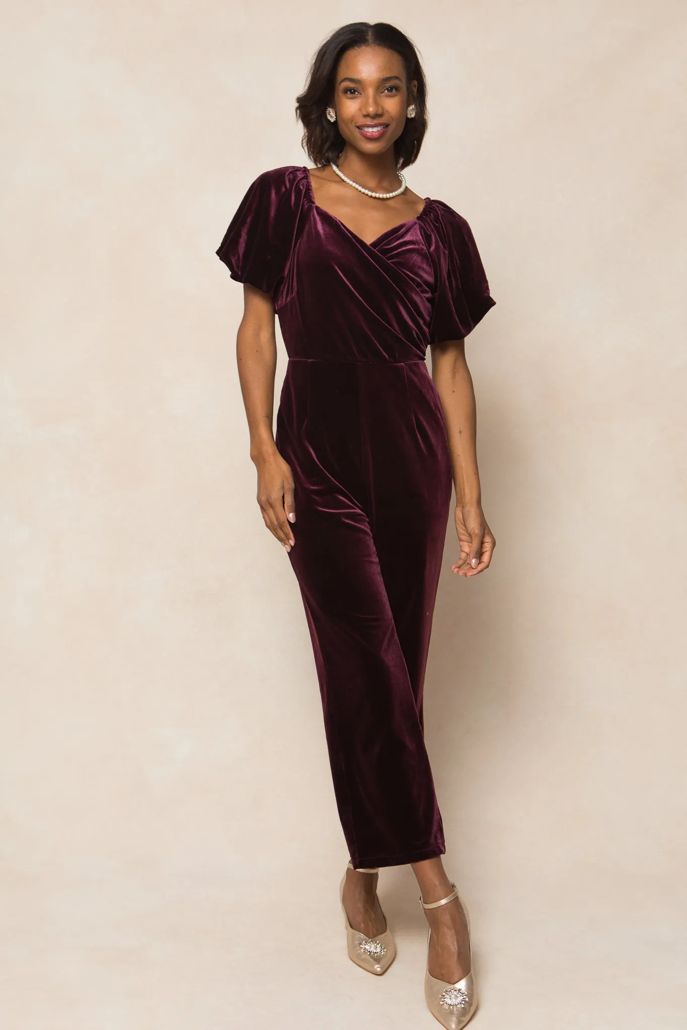 Tessie Jumpsuit in Purple Velvet - FINAL SALE