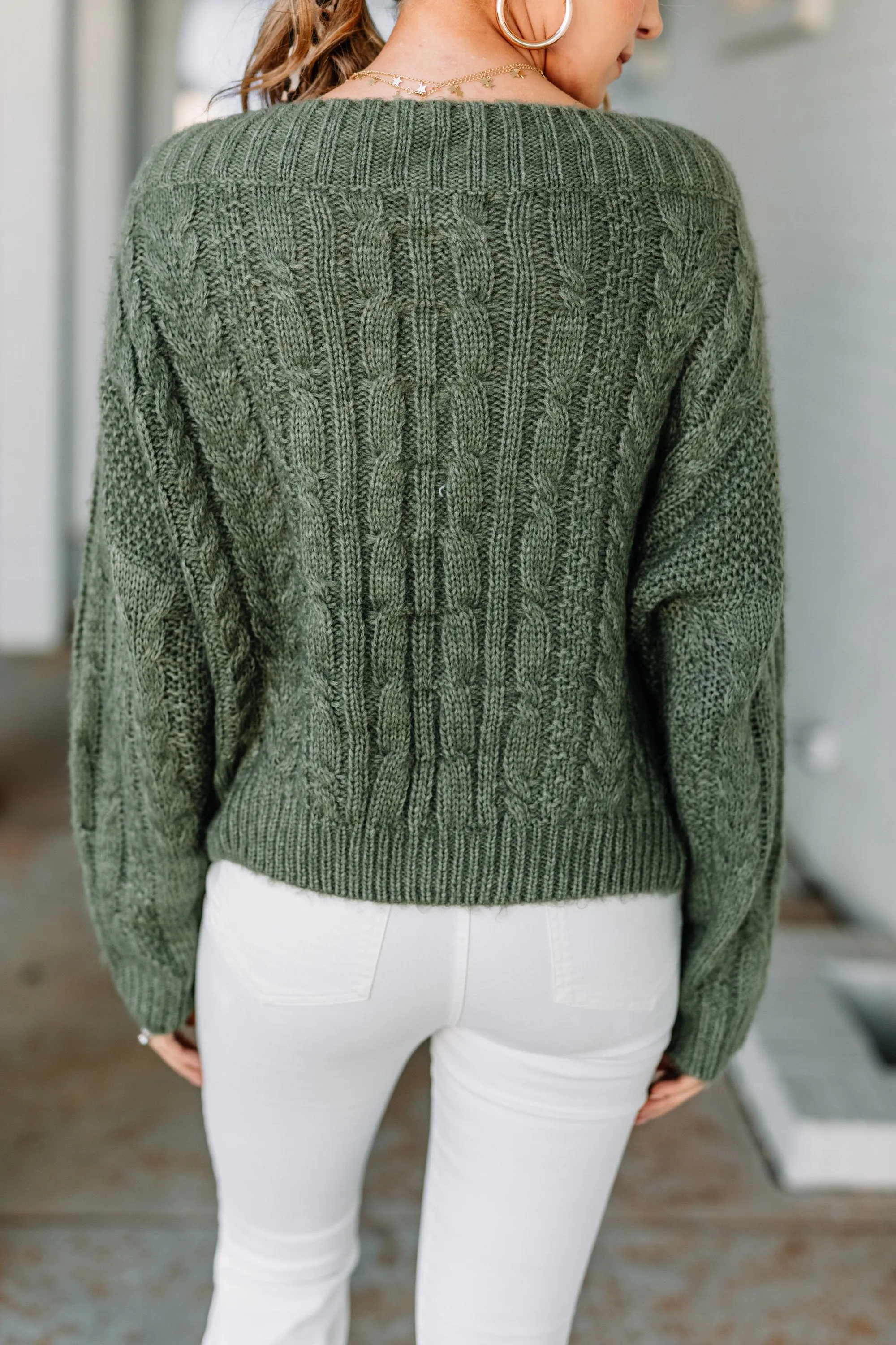 The Best Thing Moss Green Cable Knit Sweater