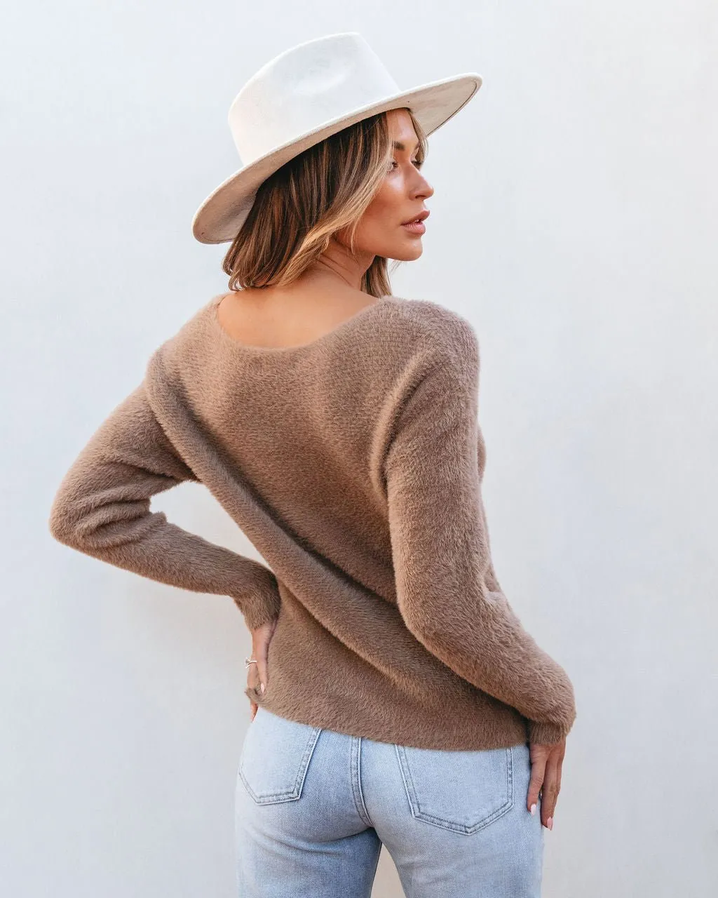 The Fuzzy Boat Neck Sweater - Mocha - FINAL SALE