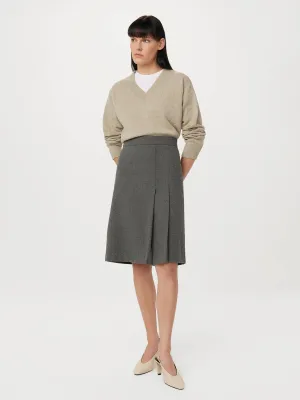 The Pleated Midi Skirt in Grey Black