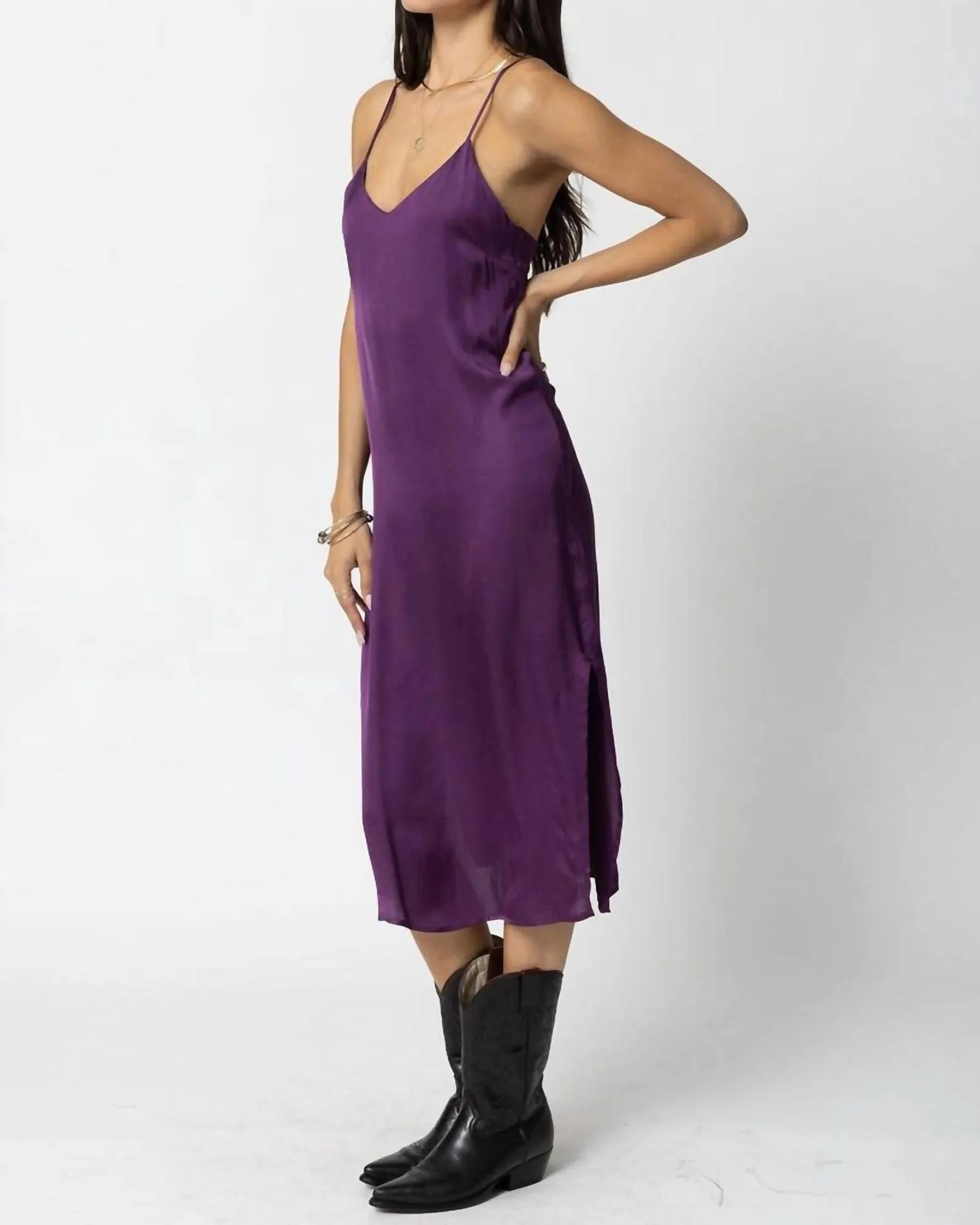 The Silky Slip Midi Dress In Deep Purple | Deep Purple