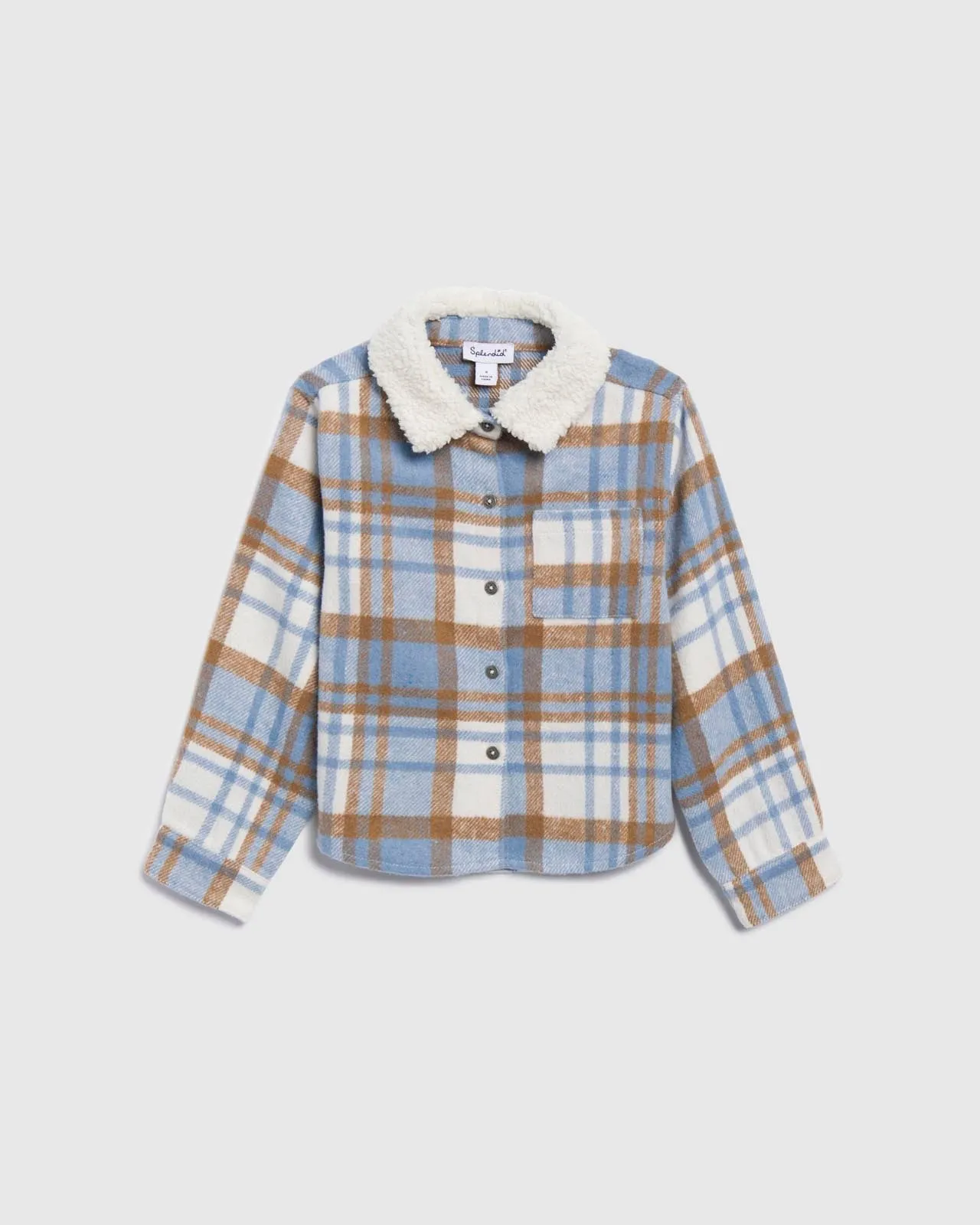 Toddler Boys Sherpa Collar Flannel Shacket