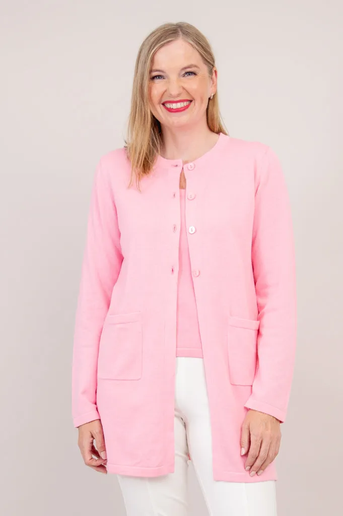 Tommy Cardigan, Pink, Cotton