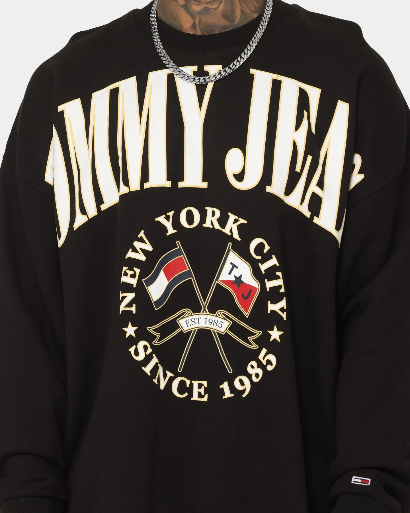 Tommy Jeans TJM Skater Prep Logo Crewneck Black