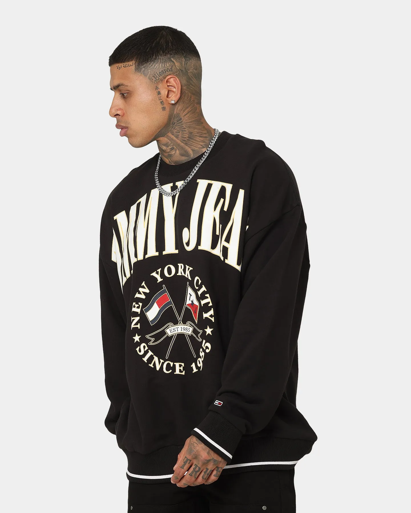 Tommy Jeans TJM Skater Prep Logo Crewneck Black