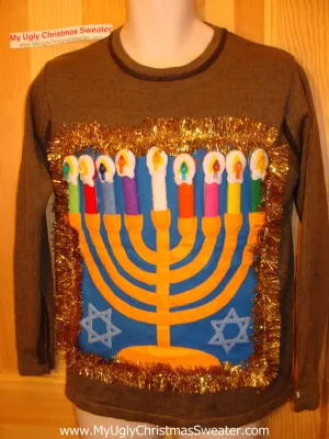 Ugly Christmas Sweater Party Hanukkah Sweater (j87)