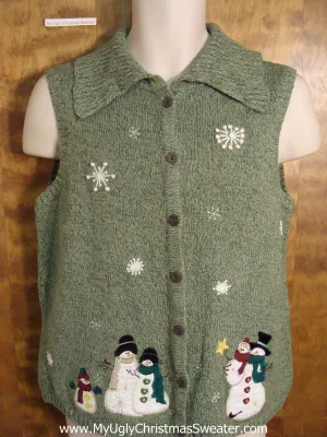 Ugly Christmas Sweater Vest wiht Snowmen