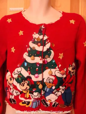 Ugly Red Christmas Sweater Disney Mickey Pluto