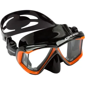 Used Cressi Panoramic 4 Window Dive Mask-Black Silver / Orange