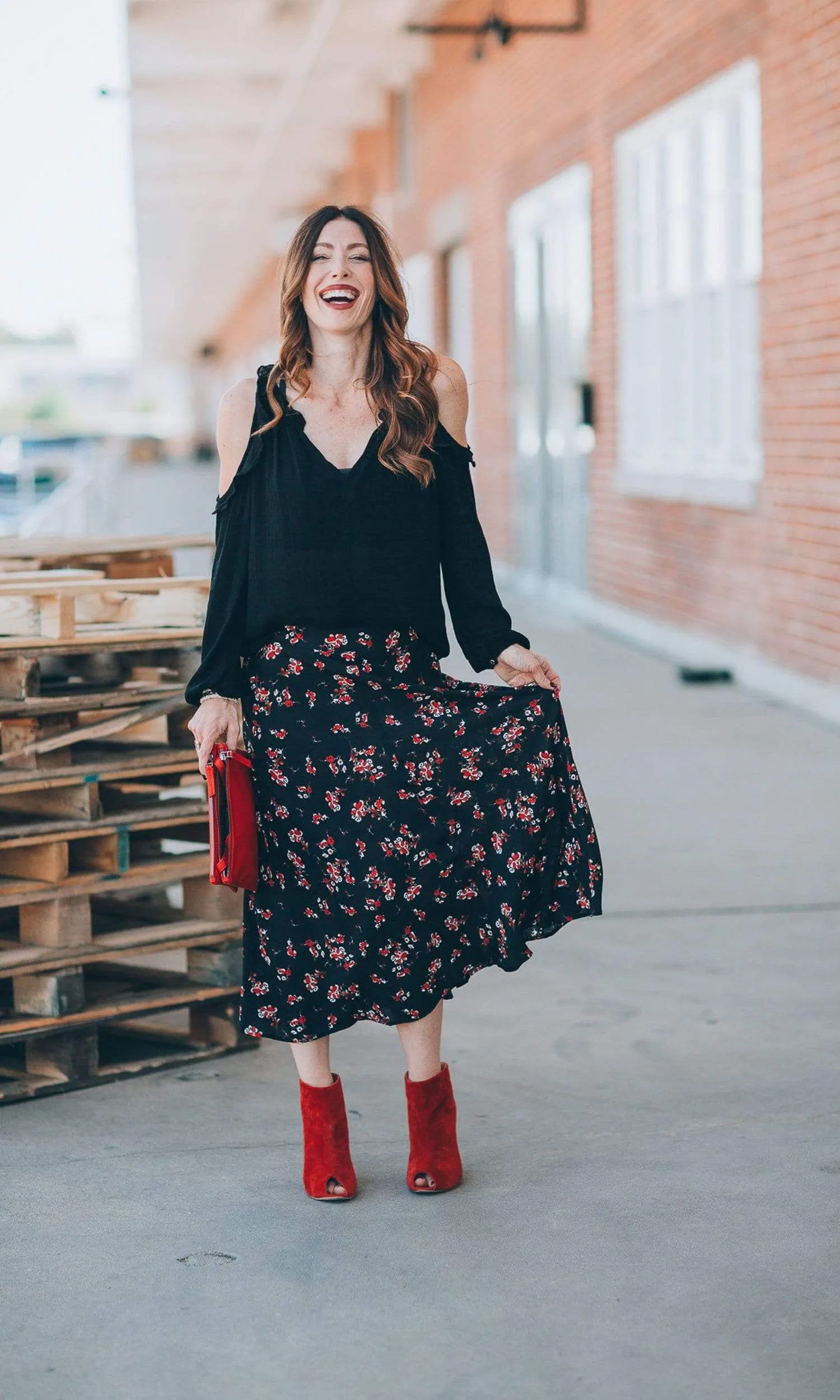 Velvet by Graham & Spencer Nalani Floral Printed Midi Skirt