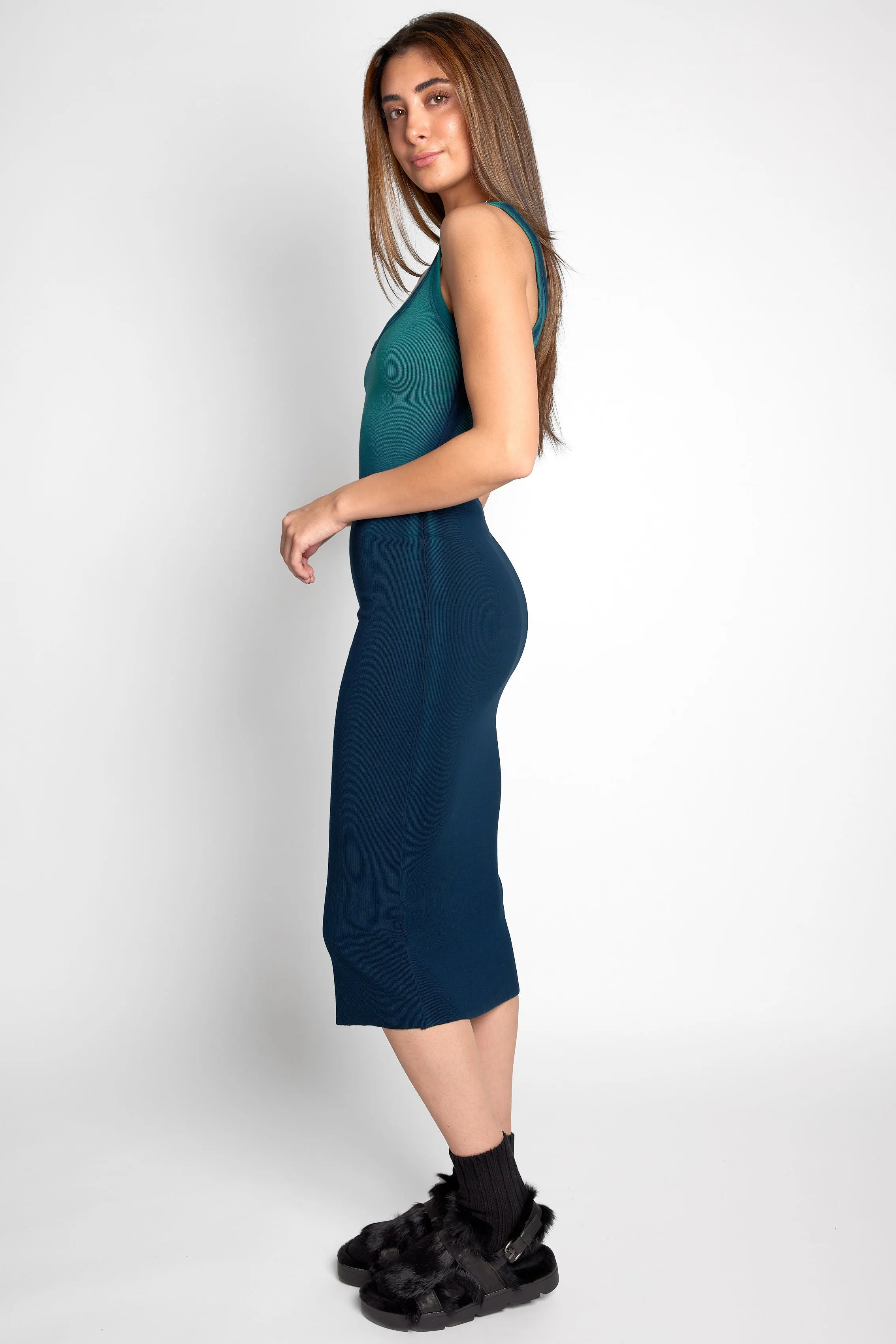 Verona Midi Dress in Blue Cast