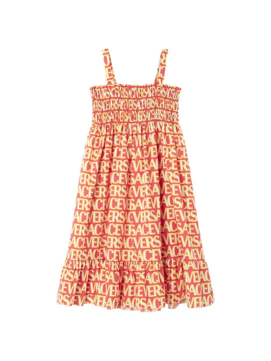 Versace   Printed cotton midi dress w/ ruffles 