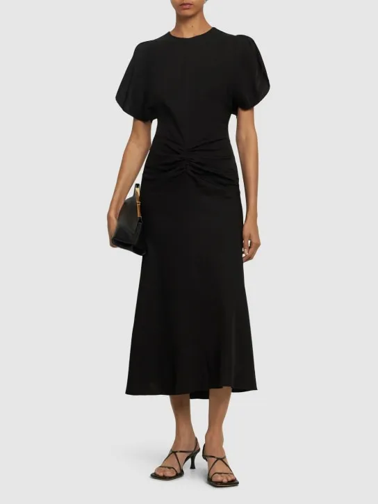 Victoria Beckham   Gathered viscose midi dress 