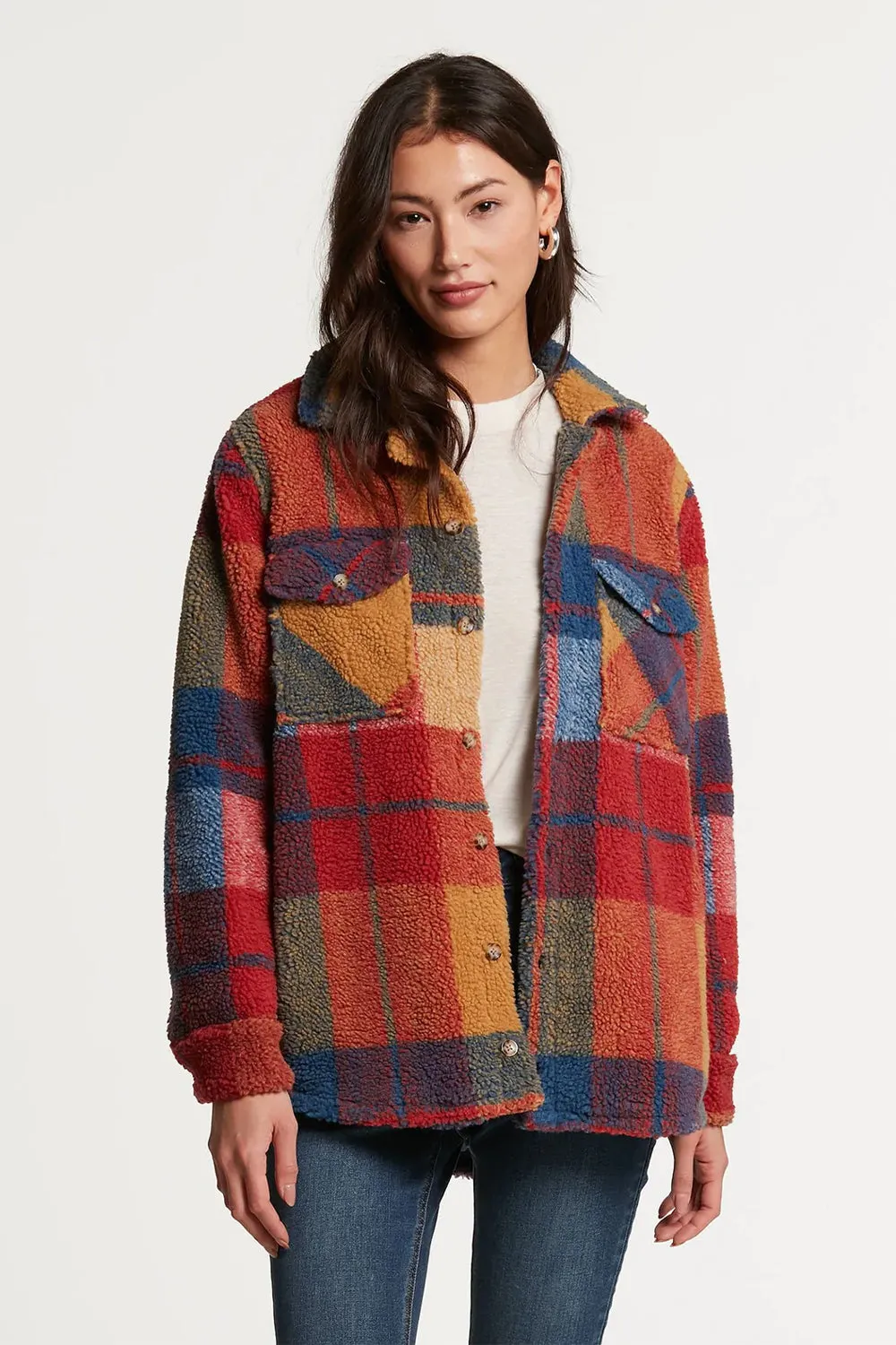 Volcom Womens Silent Sherpa Plaid Jacket