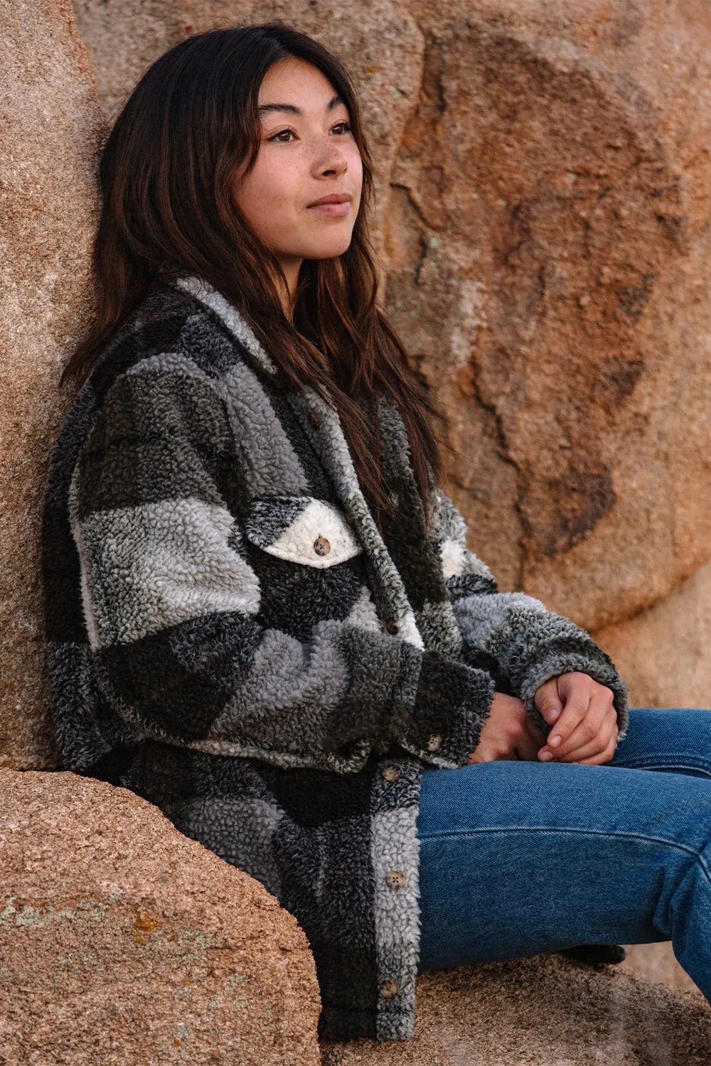 Volcom Womens Silent Sherpa Plaid Jacket