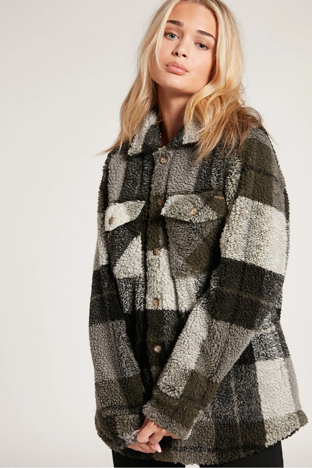 Volcom Womens Silent Sherpa Plaid Jacket